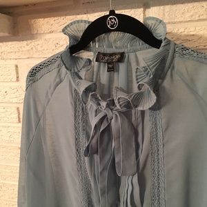 Topshop Tie Neck Blouse